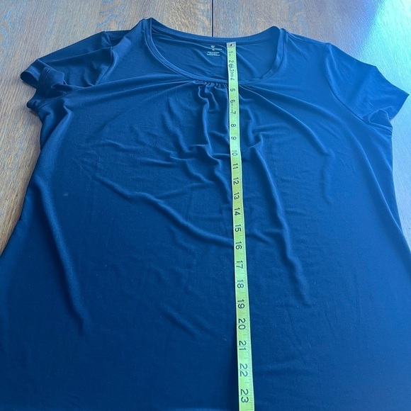 Worthington Black Relaxed Blouse Gathered Short Sleeve Size XL - Picture 4 of 8